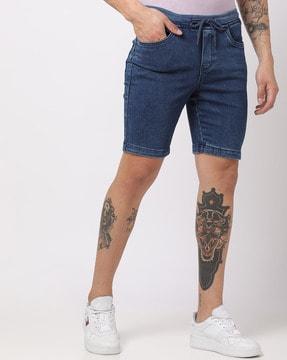 slim-fit-denim-shorts-with-slip-pockets