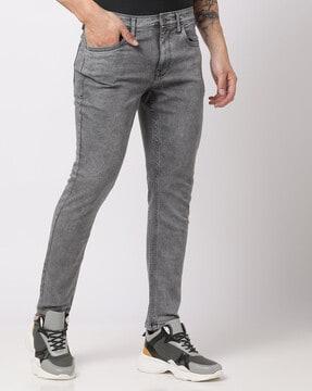 Washed Mid-Rise Skinny Jeans