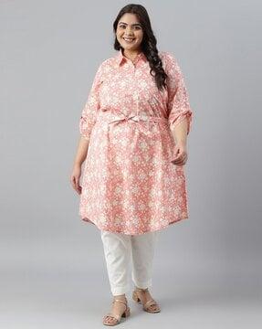 Floral Print Tunic with Belt