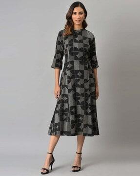 geometric-print-a-line-dress