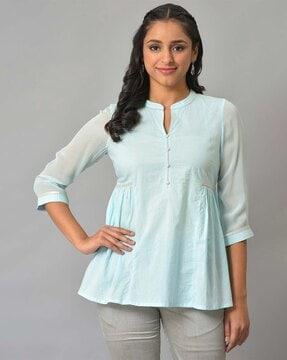 Flared Tunic with Notched Neckline