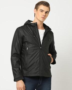 Slim Fit Zip-Front Hooded Jacket