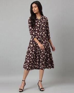 floral-print-shirt-dress