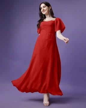 Square-Neck Gown Dress