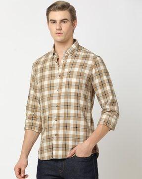 Checked Shirt with Button-Down Collar