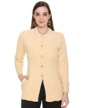 Woven Cardigan with Button Closure
