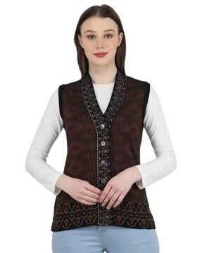 Sleeveless Cardigan with Button-Front