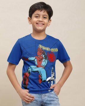 Spiderman Print Crew-Neck T-Shirt
