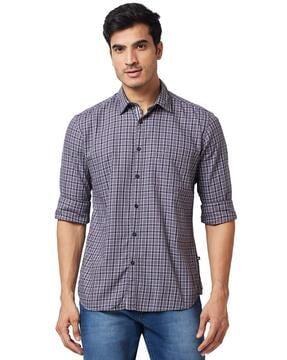 checked-slim-fit-shirt-with-spread-collar