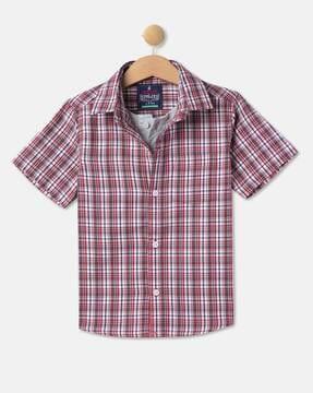 Checked Shirt with Cutaway Collar