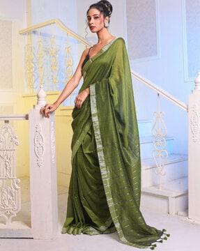 Handwoven Saree with Contrast Border