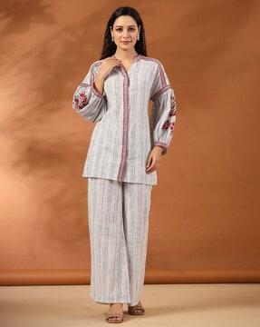 Embroidered Top & Palazzos Set