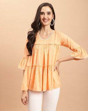 V-Neck Tunic with Bell Sleeves