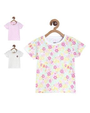 Pack of 3 Printed Round-Neck Tops