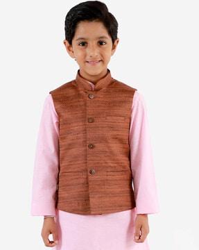 Space-Dyed Nehru Jacket with Welt Pockets