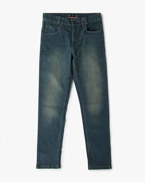Mid-Wash Mid-Rise Slim Fit Jeans