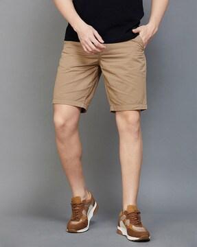 Flat-Front Knit Shorts with Insert Pockets