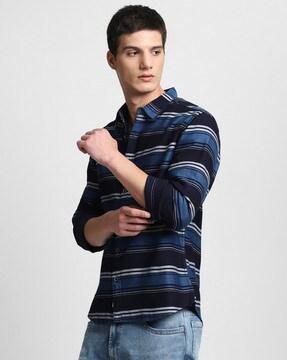 Striped Slim Fit Shirt with Full Sleeves