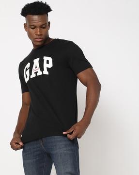 Men Brand Print Regular Fit Crew-Neck T-Shirt