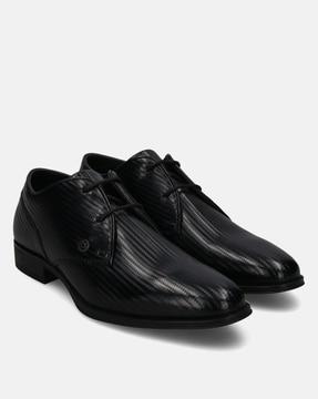 Striped Round-Toe Formal Derby Shoes