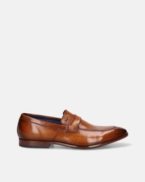 Round-Toe Leather Loafers