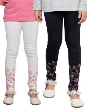 Pack of 2 Floral Print Leggings with Elasticated Waist