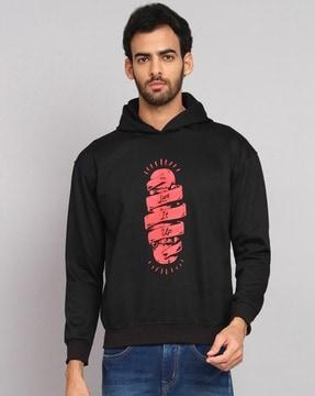 Typographic Print Hooded Sweatshirt