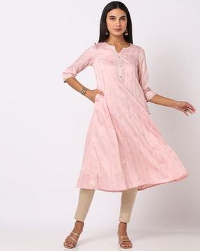 Embroidered Flared Kurta with Pocket