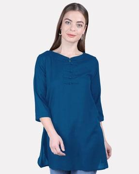 V-Neck Tunic with Button-Placket