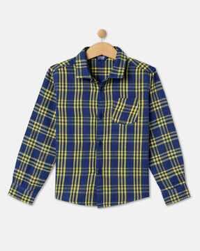 Checked Shirt with Cuffed Sleeves