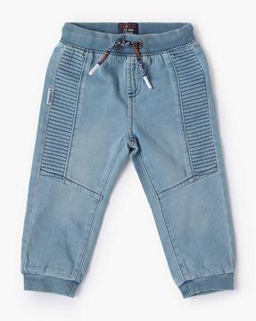 Mid-Wash Panalled Jogger Jeans