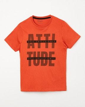 Typographic Print Round-Neck T-Shirt