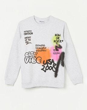 Typographic Print Round-Neck Sweatshirt