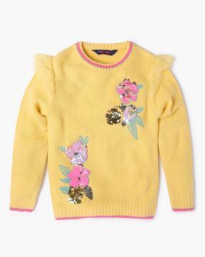 patterned-sweater-with-placement-embellishment