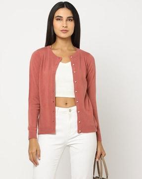 Ribbed Button-Down Cardigan