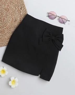 Pencil Skirt with Bow Applique