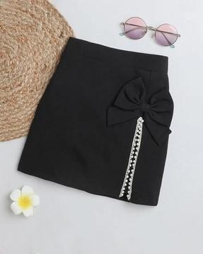 Pencil Skirt with Bow Applique