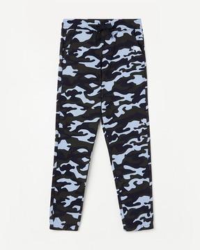Camouflage Fitted Track Pants with Drawstring Waist