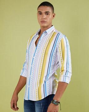 geometric-print-shirt-with-spread-collar