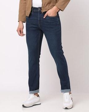 Light-Wash Tapered Fit Low-Rise Jeans