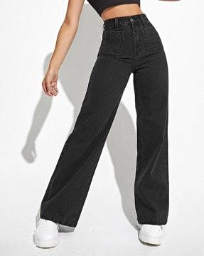 Straight Jeans with Insert Pockets