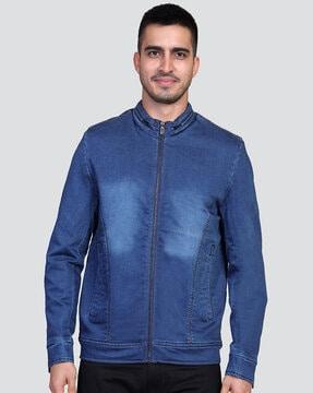 Zip-Front Bomber Jacket with Welt Pockets