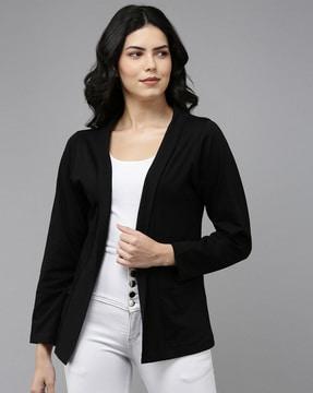 Open-Front Shrug with Shawl Lapel