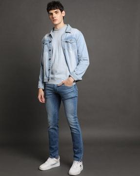 65504 Heavily Washed Skinny Fit Jeans