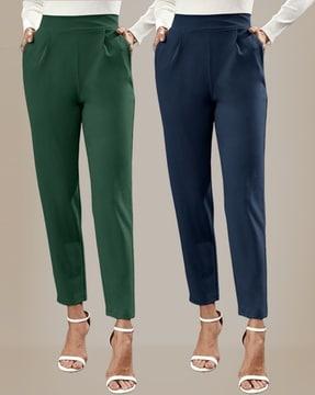 Pack of 2 High-Rise Relaxed Fit Pleated Trousers