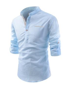 slim-fit-short-kurta-with-roll-up-sleeves