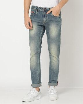 Heavy-Wash Tapered Fit Jeans