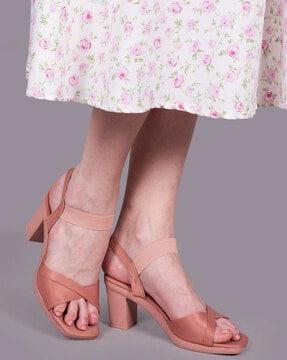Open-Toe Slip-On Heeled Sandals