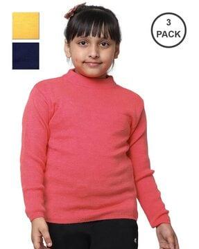 Pack of 3 Round-Neck Pullover Sweater