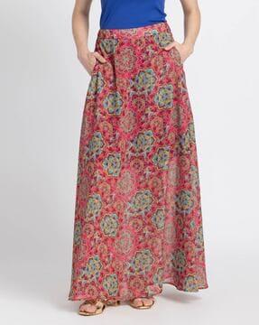 Floral Print A-Line Skirt